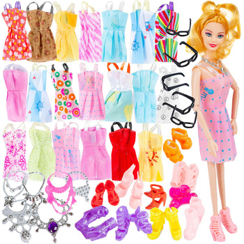 ZESTAW UBRANEK DLA LALEK SUKIENKI AKCESORIA