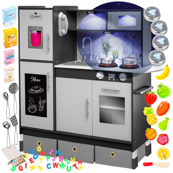 DREWNIANA KUCHNIA DLA DZIECI AKCESORIA LED