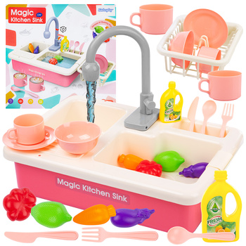 ZESTAW ZLEW KUCHENNY Z AKCESORIAMI RÓŻOWY