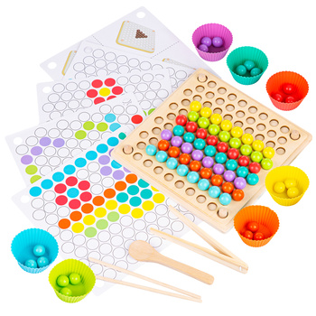 DREWNIANA UKŁADANKA KULKI KORALIKI MONTESSORI