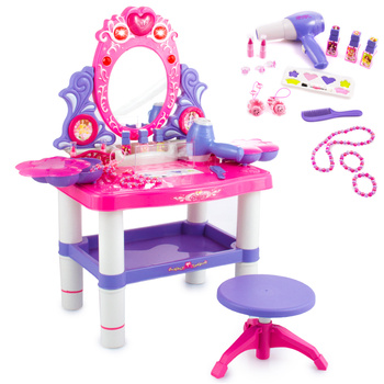 DUŻA TOALETKA DLA DZIEWCZYNKI SUSZARKA LUSTRO RÓŻ
