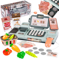 KASA FISKALNA SKLEPOWA DLA DZIECI AKCESORIA KOSZYK WAGA SKANER BANKNOTY LCD