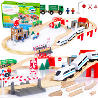 DREWNIANA KOLEJKA TOR POCIĄG HELIKOPTER 